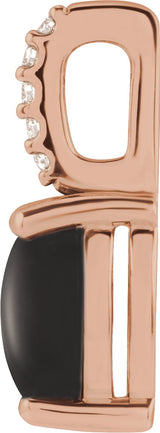 14K Gold Oval Natural Black Onyx & Natural Diamond Accented Cabochon Necklace or Pendant – 0.02 CTW - Rose Gold - view 2