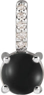 Platinum Round Natural Black Onyx & Natural Diamond Accented Cabochon Pendant