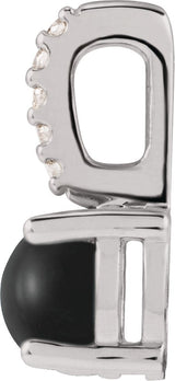 Platinum Round Natural Black Onyx & Natural Diamond Accented Cabochon Pendant - view 2