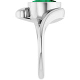14K Gold Oval Lab-Grown Emerald Solitaire Ring - White Gold - view 4
