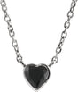 Platinum Natural Black Onyx Heart Bezel-Set Necklace