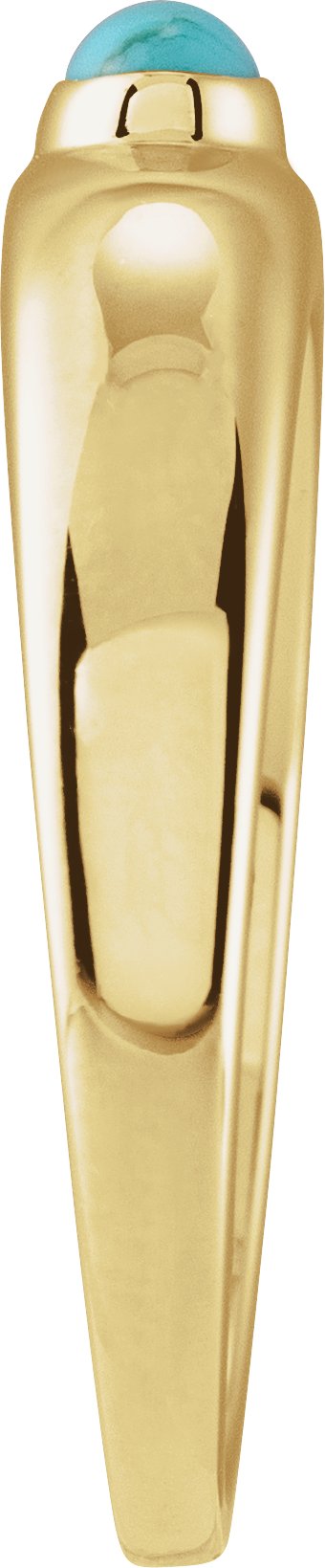 14K Gold Oval Natural Turquoise Cabochon Ring – 5-7mm Stones - Yellow Gold - view 3