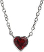 14K Gold Natural Mozambique Garnet Heart Bezel-Set Necklace - White Gold
