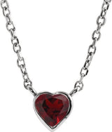 Platinum Natural Mozambique Garnet Heart Bezel-Set Necklace