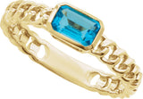 14K Gold Emerald Natural Sky Blue Topaz Solitaire Ring - Yellow Gold - view 4
