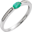 14K Gold Oval Emerald & Natural Diamond Accented Ring