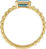 14K Gold Emerald Natural Sky Blue Topaz Solitaire Ring - Yellow Gold - view 2