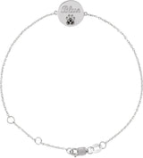 14K Gold Round Natural Black Spinel Engravable Paw Print Bracelet - White Gold - view 3