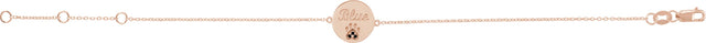 14K Gold Round Natural Black Spinel Engravable Paw Print Bracelet - Rose Gold - view 2