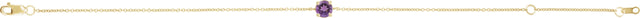 14K Gold Round Natural Amethyst Solitaire Link Bracelet - Yellow Gold - view 4