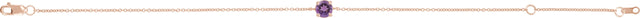 14K Gold Round Natural Amethyst Solitaire Link Bracelet - Rose Gold - view 4