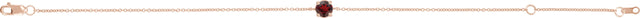 14K Gold Round Natural Mozambique Garnet Solitaire Link Bracelet - Rose Gold - view 4