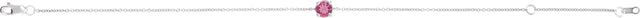 14K Gold Round Natural Pink Tourmaline Solitaire Link Bracelet - White Gold - view 4