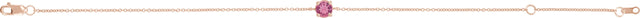 14K Gold Round Natural Pink Tourmaline Solitaire Link Bracelet - Rose Gold - view 4