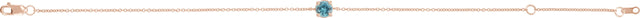 14K Gold Round Natural Blue Zircon Solitaire Link Bracelet - Rose Gold - view 4