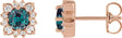 14K Gold Lab-Grown Alexandrite & Natural Diamond Round Halo-Style Earrings - Rose Gold
