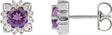 Platinum Natural Amethyst & Natural Diamond Round Halo-Style Earrings