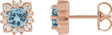 14K Gold Natural Aquamarine & Natural Diamond Round Halo-Style Earrings - Rose Gold