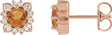 14K Gold Natural Citrine & Natural Diamond Round Halo-Style Earrings - Rose Gold