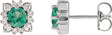 Platinum Natural Emerald & Natural Diamond Round Halo-Style Earrings
