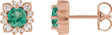 14K Gold Lab-Grown Emerald & Natural Diamond Round Halo-Style Earrings - Rose Gold