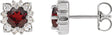 Platinum Natural Mozambique Garnet & Natural Diamond Round Halo-Style Earrings