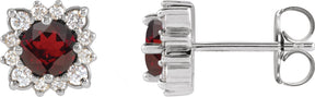 Platinum Natural Mozambique Garnet & Natural Diamond Round Halo-Style Earrings