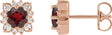 14K Gold Natural Mozambique Garnet & Natural Diamond Round Halo-Style Earrings - Rose Gold