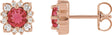14K Gold Lab-Grown Ruby & Natural Diamond Round Halo-Style Earrings - Rose Gold