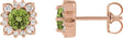 14K Gold Natural Peridot & Natural Diamond Round Halo-Style Earrings - Rose Gold