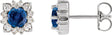 Platinum Natural Blue Sapphire & Natural Diamond Round Halo-Style Earrings