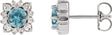 Platinum Natural Blue Zircon & Natural Diamond Round Halo-Style Earrings