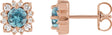 14K Gold Natural Blue Zircon & Natural Diamond Round Halo-Style Earrings - Rose Gold