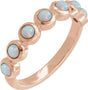 14K Gold Round Natural White Opal Cabochon Ring – 2-3mm Stones - Rose Gold
