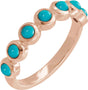 14K Gold Round Natural Turquoise Cabochon Ring – 2-3mm Stones - Rose Gold