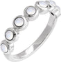 Platinum Round Natural Rainbow Moonstone Cabochon Ring