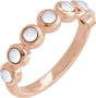 14K Gold Round Natural Rainbow Moonstone Cabochon Ring - Rose Gold