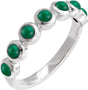 Platinum Round Natural Emerald Cabochon Ring