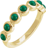 14K Gold Round Natural Emerald Cabochon Ring - Yellow Gold