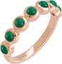 14K Gold Round Natural Emerald Cabochon Ring - Rose Gold