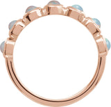 14K Gold Round Natural White Opal Cabochon Ring – 2-3mm Stones - Rose Gold - view 2