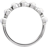 Platinum Round Natural Rainbow Moonstone Cabochon Ring - view 2