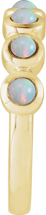 14K Gold Round Natural White Opal Cabochon Ring – 2-3mm Stones - Yellow Gold - view 3