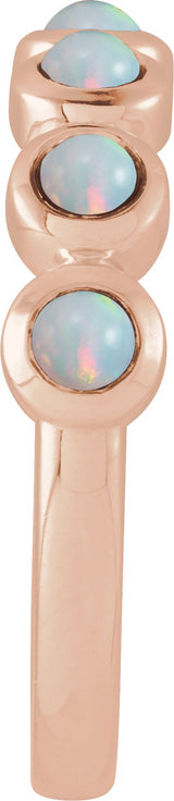 14K Gold Round Natural White Opal Cabochon Ring – 2-3mm Stones - Rose Gold - view 3