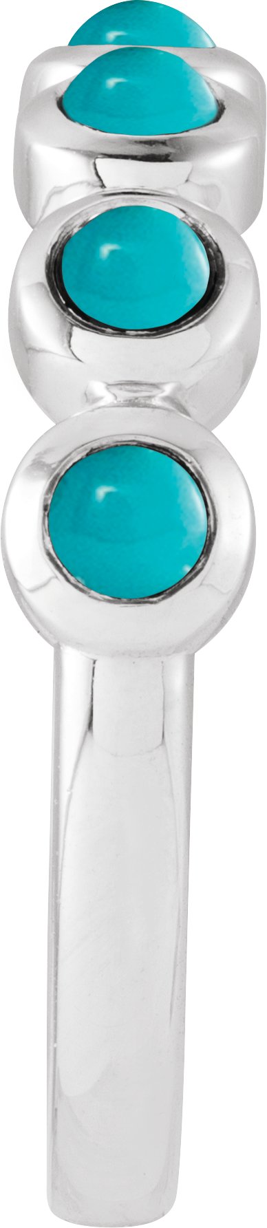 Platinum Round Natural Turquoise Cabochon Ring - view 3