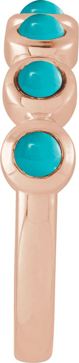 14K Gold Round Natural Turquoise Cabochon Ring – 2-3mm Stones - Rose Gold - view 3