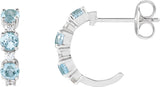 14K Gold Round Natural Sky Blue Topaz & Natural Diamond Accented Hoop Earrings - White Gold