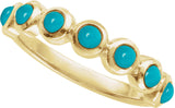 14K Gold Round Natural Turquoise Cabochon Ring – 2-3mm Stones - Yellow Gold - view 4