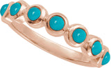 14K Gold Round Natural Turquoise Cabochon Ring – 2-3mm Stones - Rose Gold - view 4