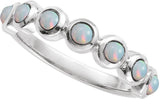 Platinum Round Natural White Opal Cabochon Ring – 2-3mm Stones - view 4